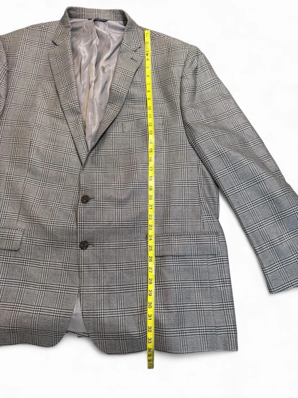 Ralph Lauren 54L Gray Glen Plaid Silk Wool Sport Coat Blazer Made in Canada